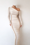 Elegant Cream One-Shoulder Dress
